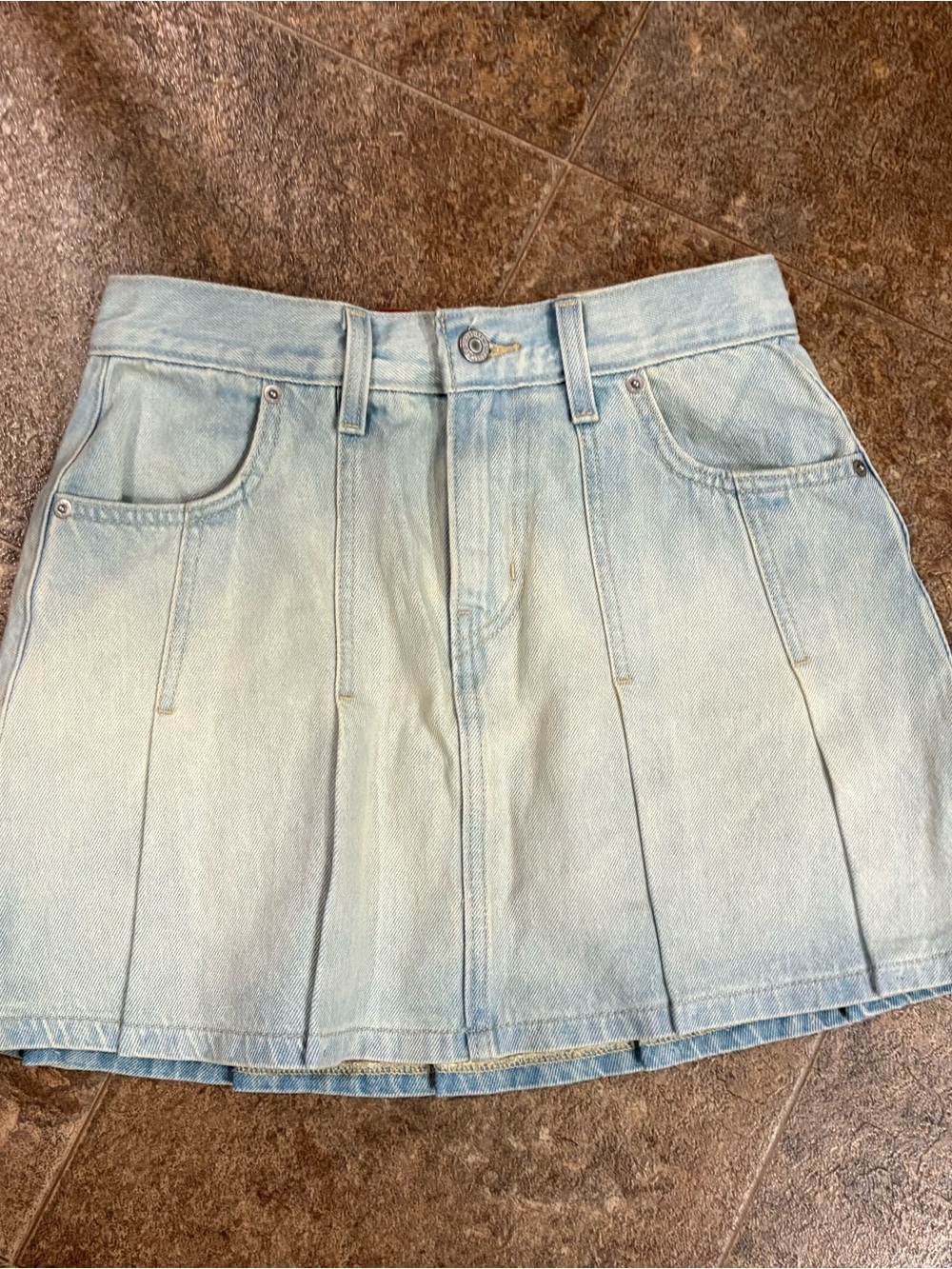 Levi's Light Blue Denim Pleated Mini Skirt